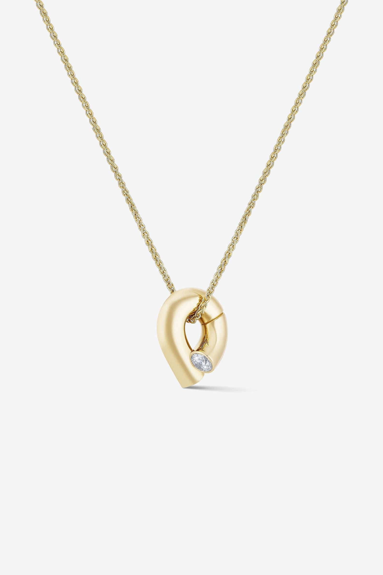 TABAYER-Yellow Gold Mini Diamond Oera Pendant Necklace-YELLOW GOLD