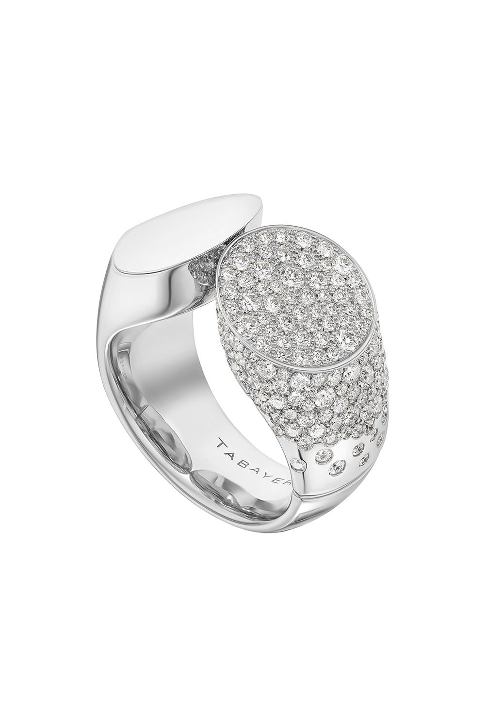 TABAYER-Slanted Oera Diamond Ring - White Gold-WHITE GOLD