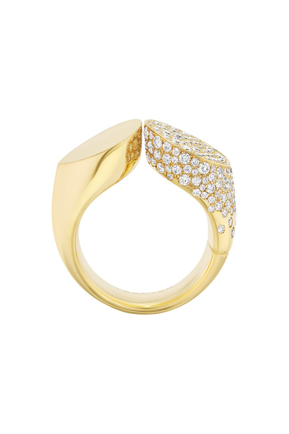TABAYER-Slanted Oera Diamond Ring - Yellow Gold-YELLOW GOLD