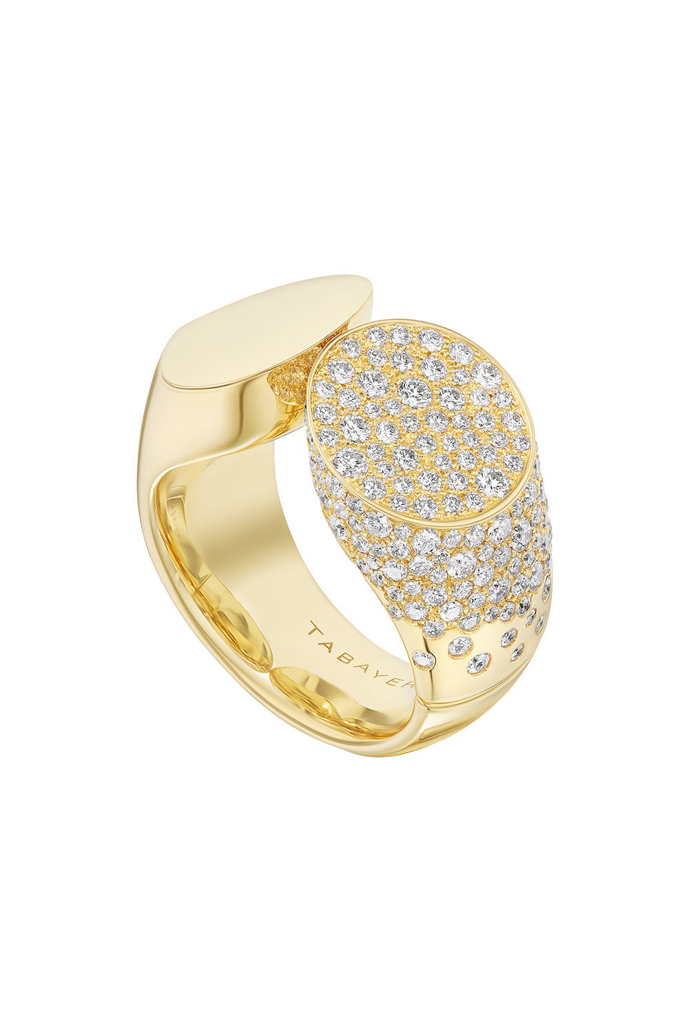 TABAYER-Slanted Oera Diamond Ring - Yellow Gold-YELLOW GOLD