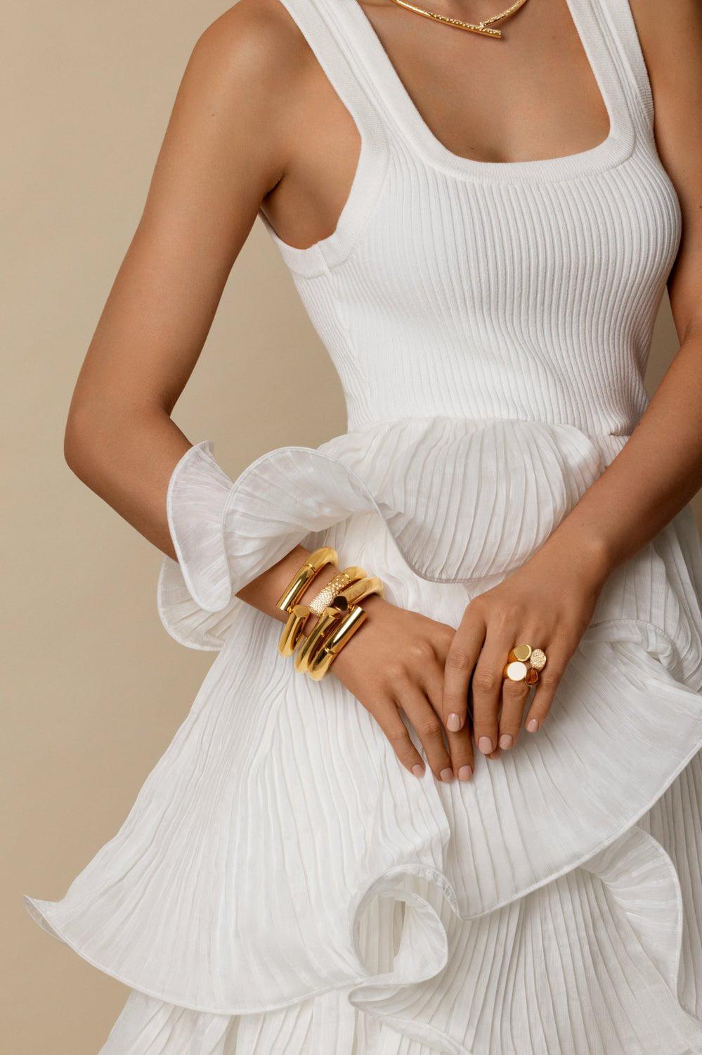 TABAYER-Slanted Oera Diamond Ring - Yellow Gold-YELLOW GOLD