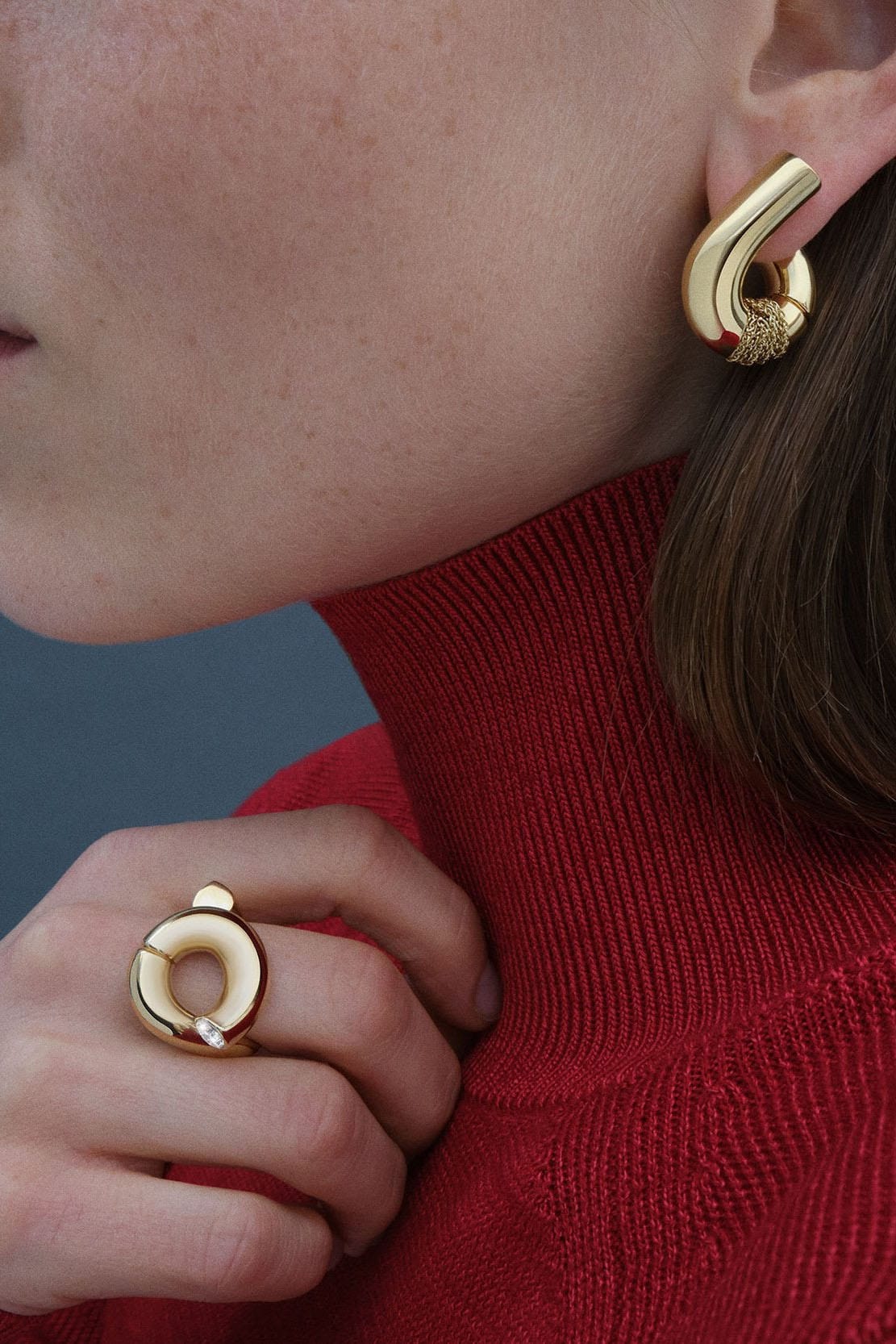 TABAYER-Yellow Gold Loop Oera Ring-YELLOW GOLD