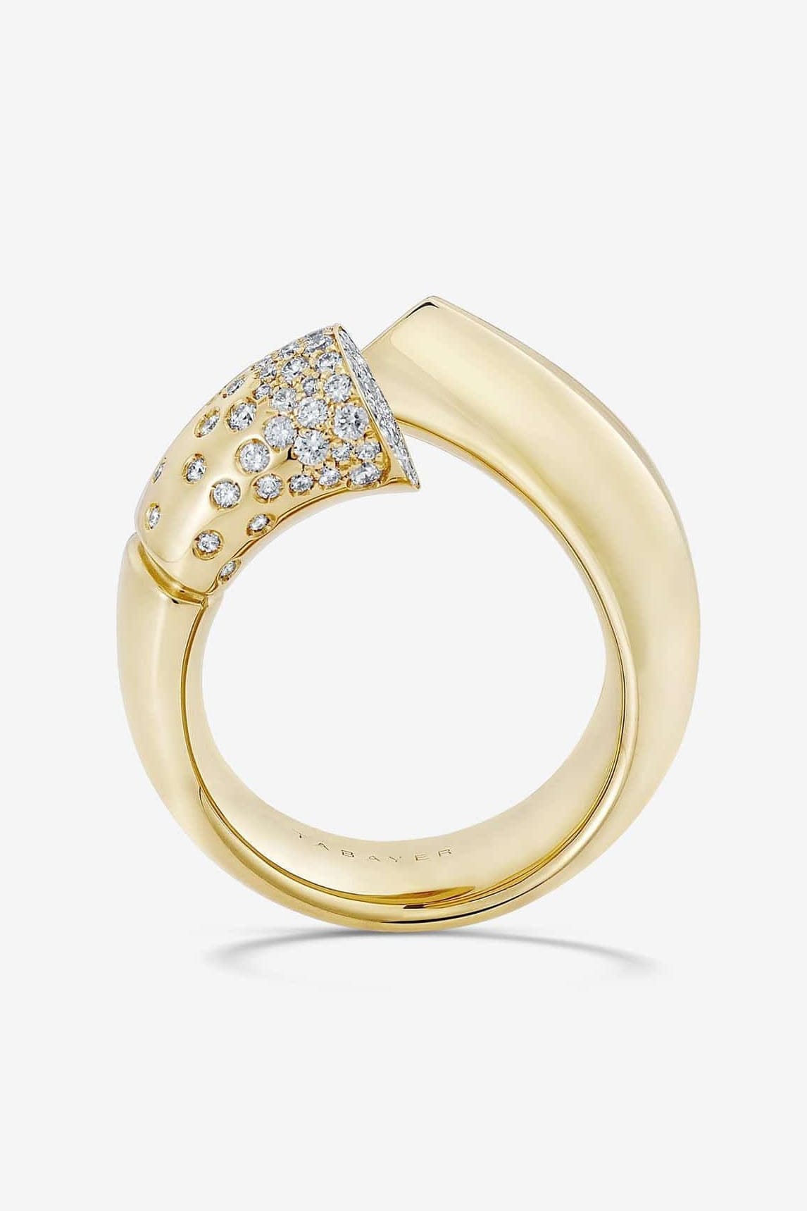 TABAYER-Yellow Gold Large Pave Diamond Oera Ring-YELLOW GOLD