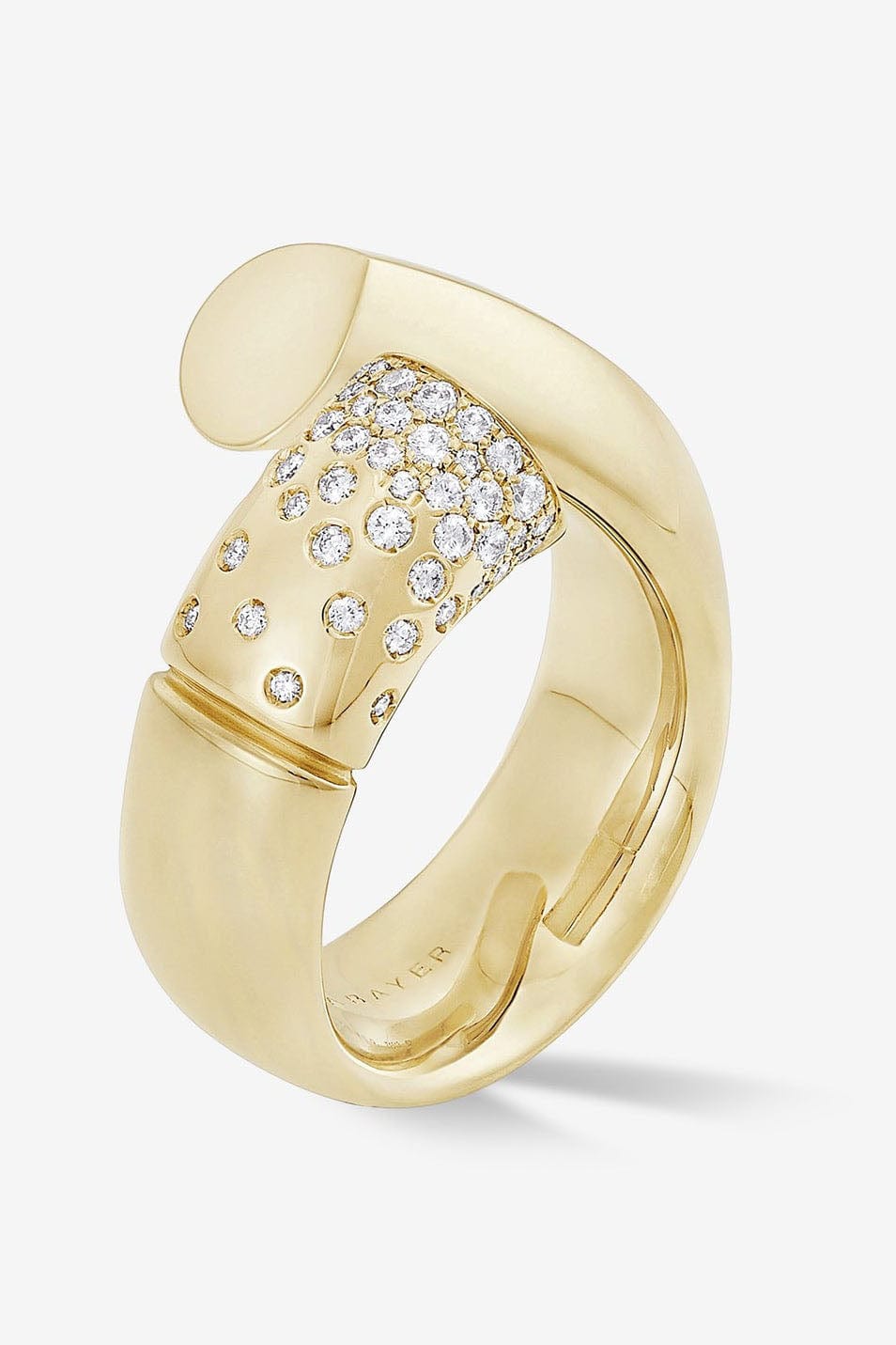 TABAYER-Yellow Gold Large Pave Diamond Oera Ring-YELLOW GOLD