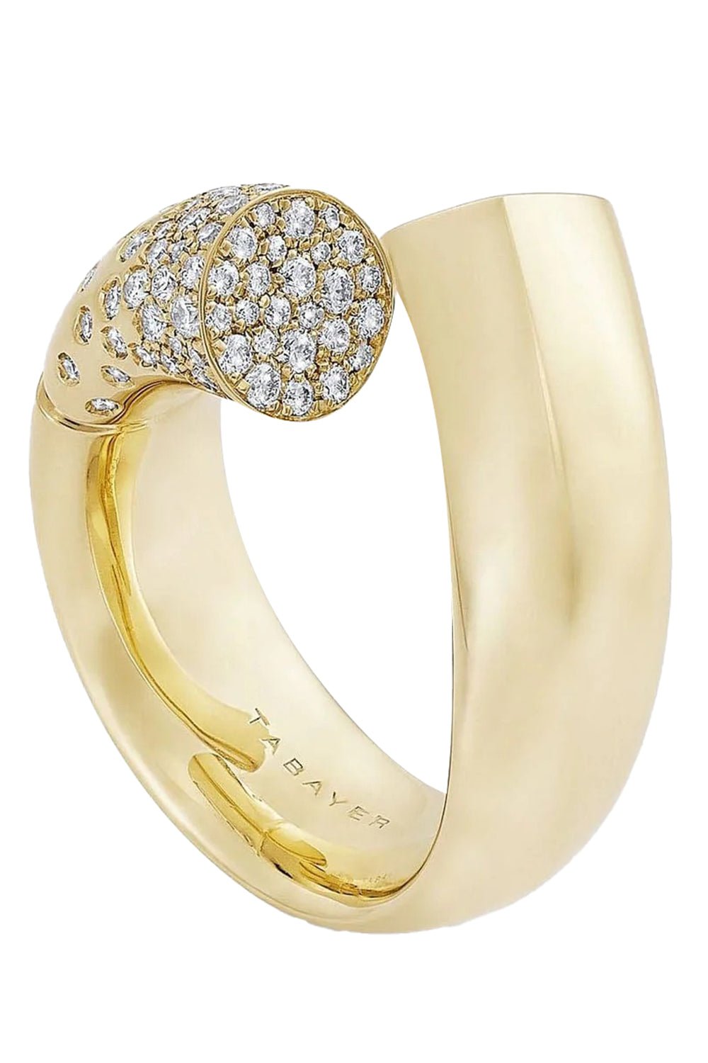 TABAYER-Yellow Gold Large Pave Diamond Oera Ring-YELLOW GOLD