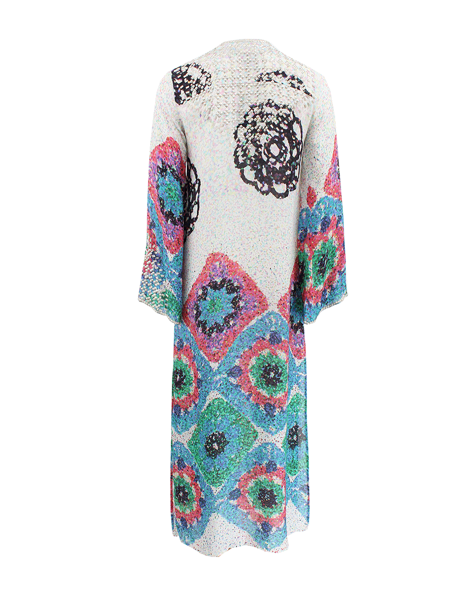 TAJ-Long Sleeve Printed Bead Maxi Dress-
