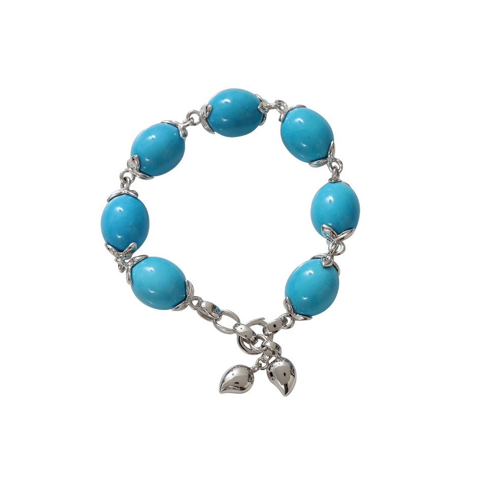 TAMARA COMOLLI-Large Turquoise Coconut Link Bracelet-WHITE GOLD