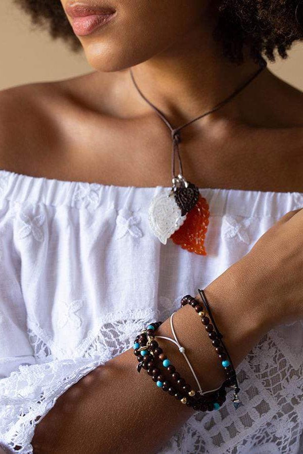 TAMARA COMOLLI-Turquoise and Snakewood India Bracelet-WHITE GOLD