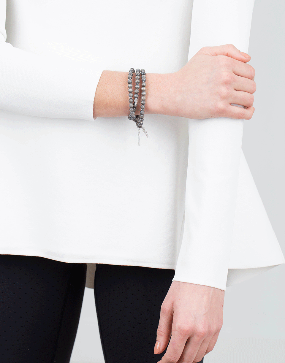 TAMARA COMOLLI-Grey Wood India Wrap Bracelet-WHITE GOLD