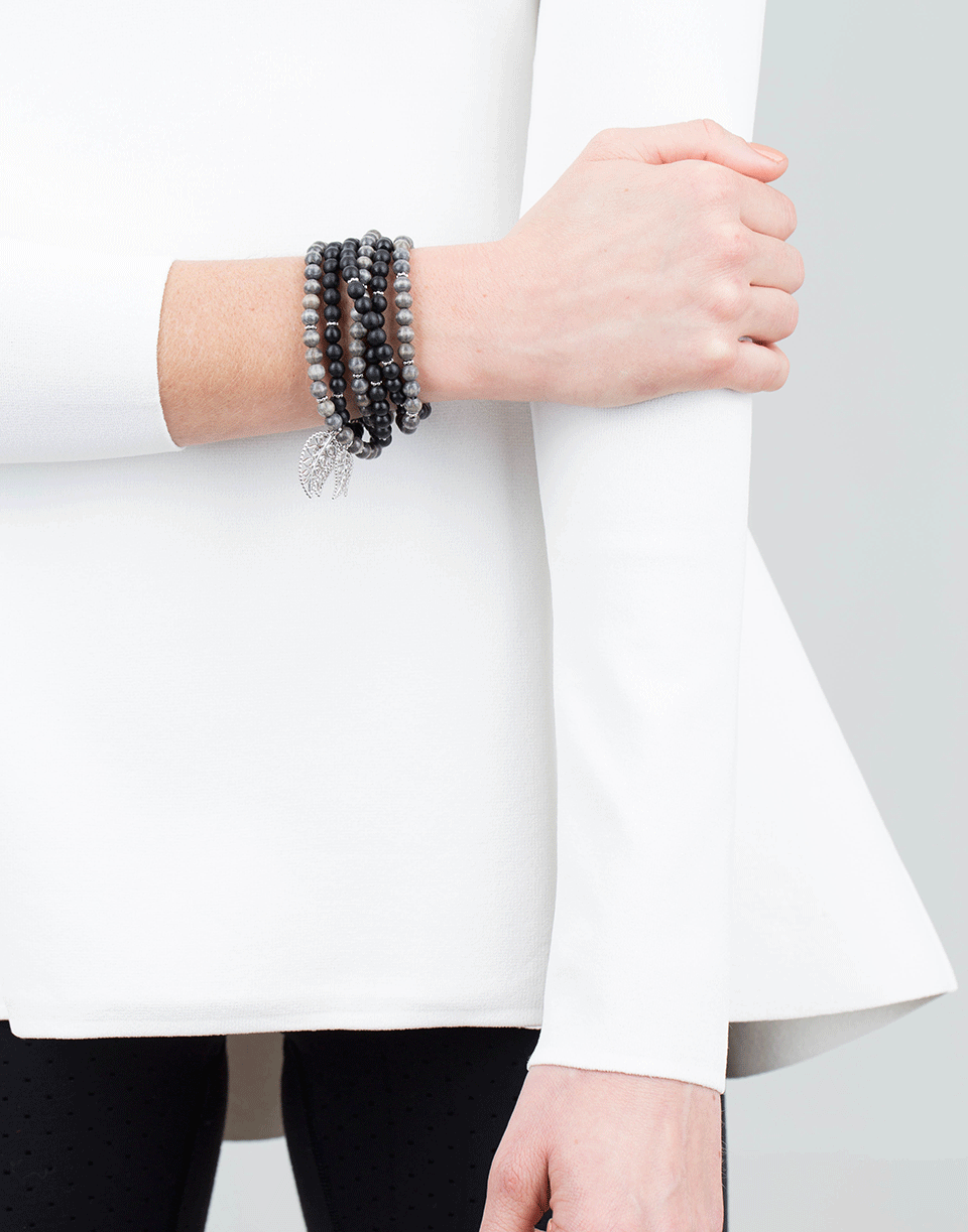 TAMARA COMOLLI-Grey Wood India Wrap Bracelet-WHITE GOLD