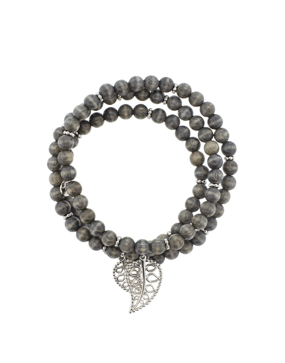 TAMARA COMOLLI-Grey Wood India Wrap Bracelet-WHITE GOLD