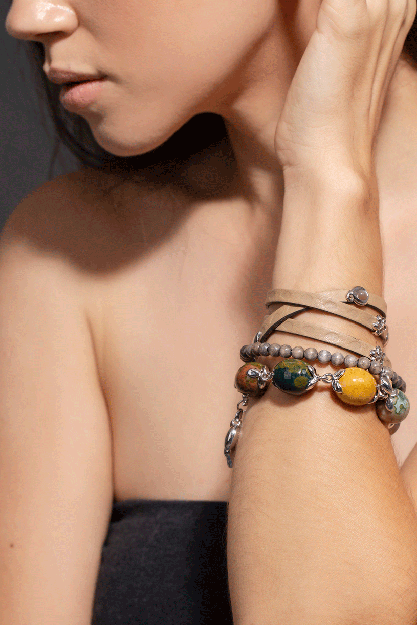 TAMARA COMOLLI-Ocean Jasper Coconut Link Bracelet-WHITE GOLD