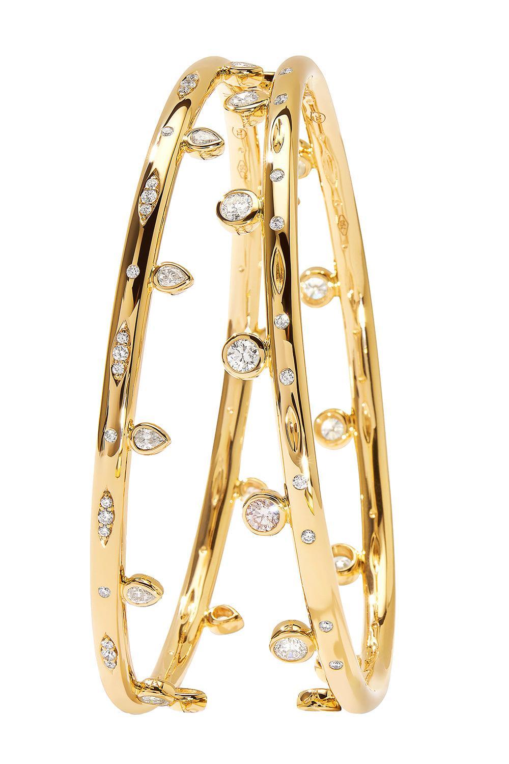 Diamond Gypsy Drop Bangle Bracelet-YELLOW GOLD-JEWELRYFINE JEWELBRACELET O-TAMARA COMOLLI