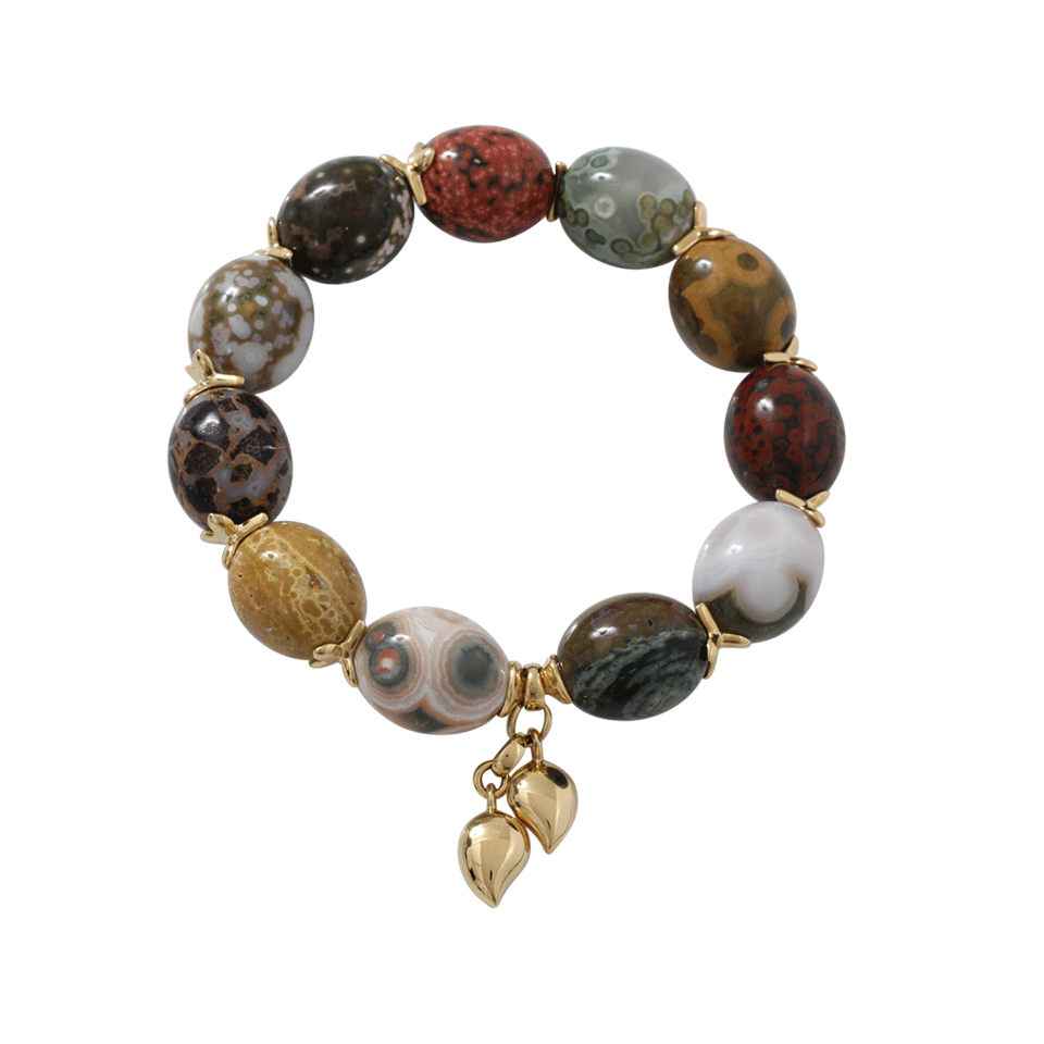 TAMARA COMOLLI-Large Ocean Jasper Coco Slip-On Bracelet-YELLOW GOLD