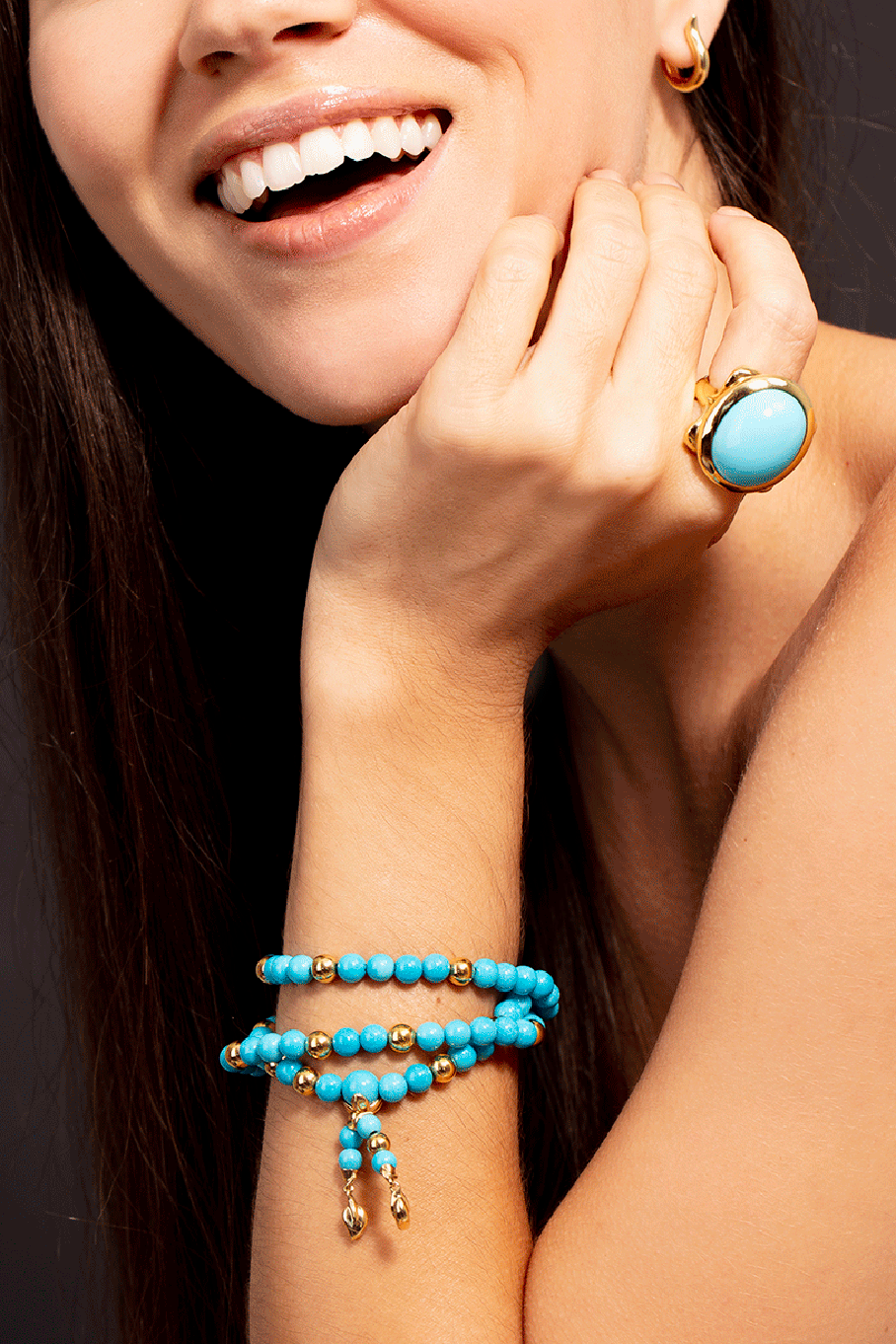 TAMARA COMOLLI-Turquoise India Wrap Bracelet-YELLOW GOLD