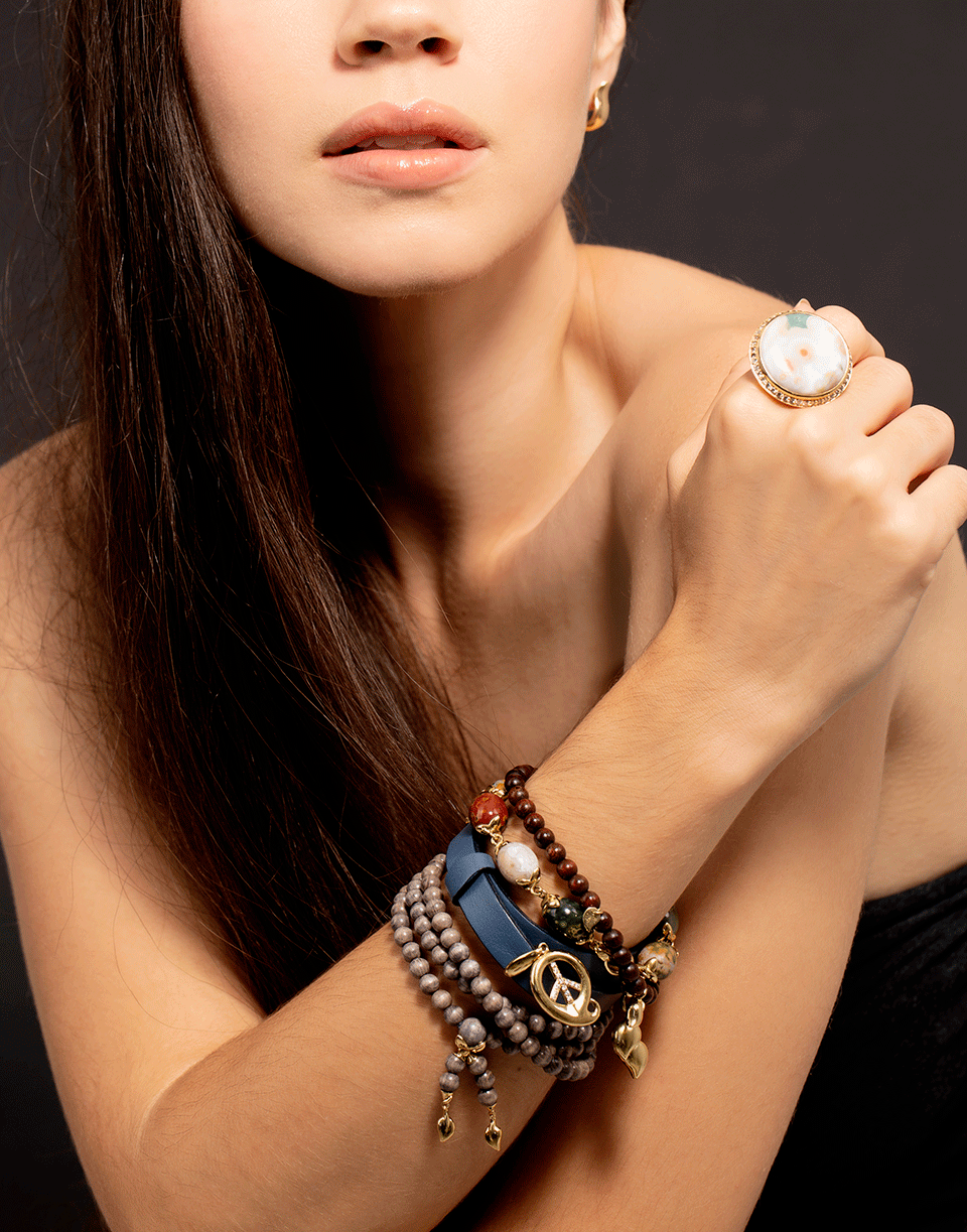 TAMARA COMOLLI-Small Ocean Jasper Coco Bracelet-YELLOW GOLD