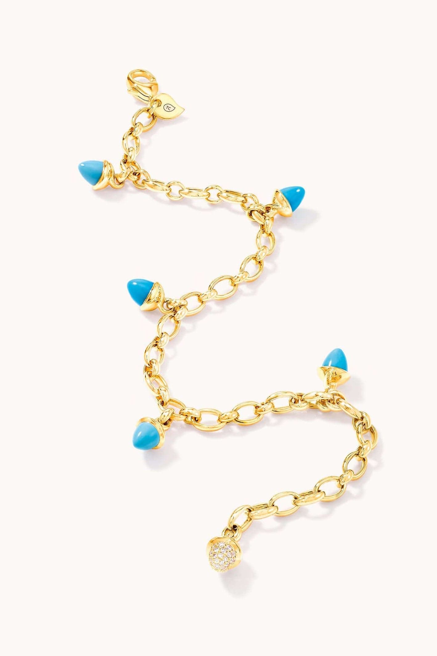 TAMARA COMOLLI-Turquoise Mikado Charm Bracelet-YELLOW GOLD