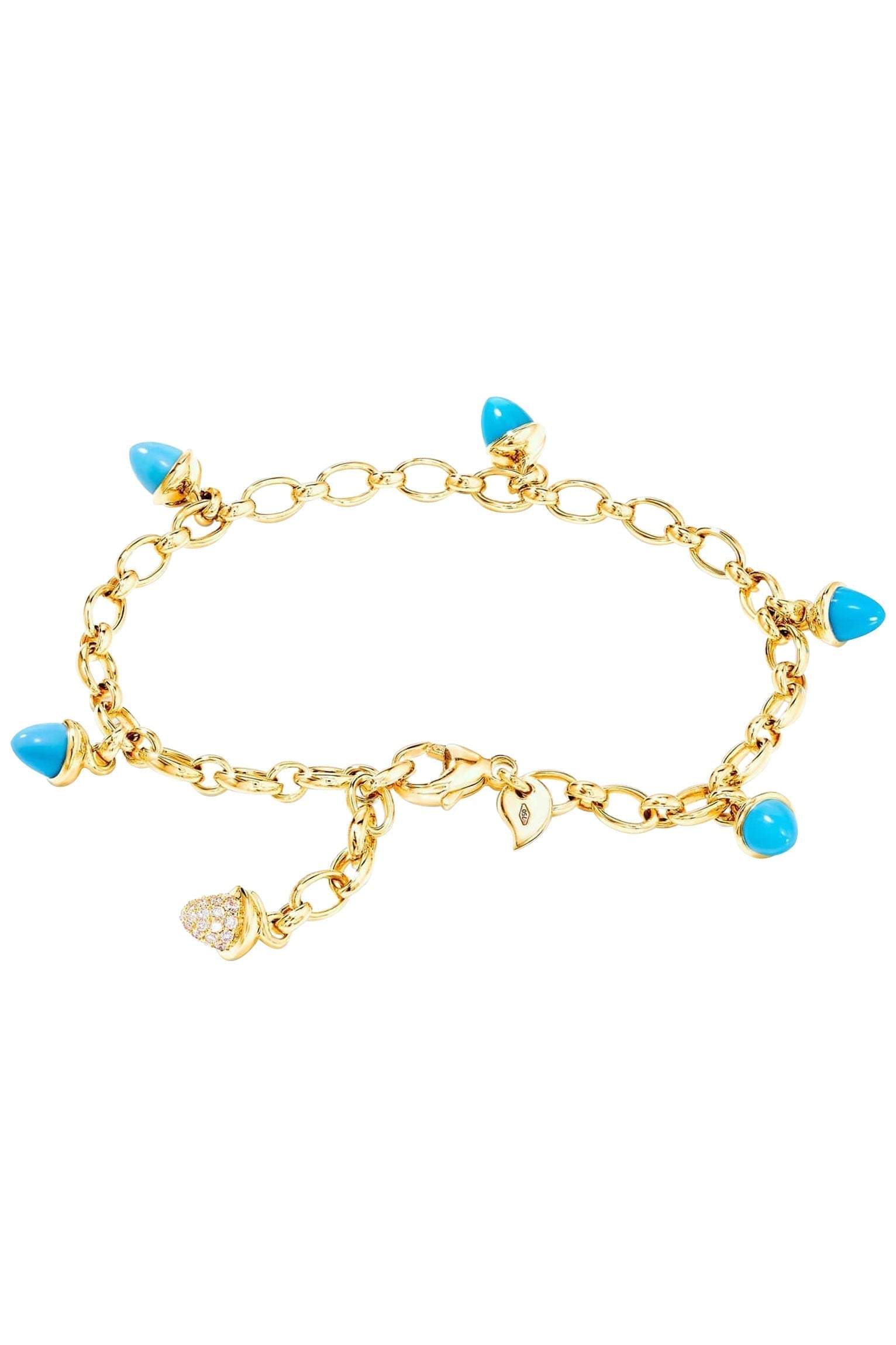 TAMARA COMOLLI-Turquoise Mikado Charm Bracelet-YELLOW GOLD