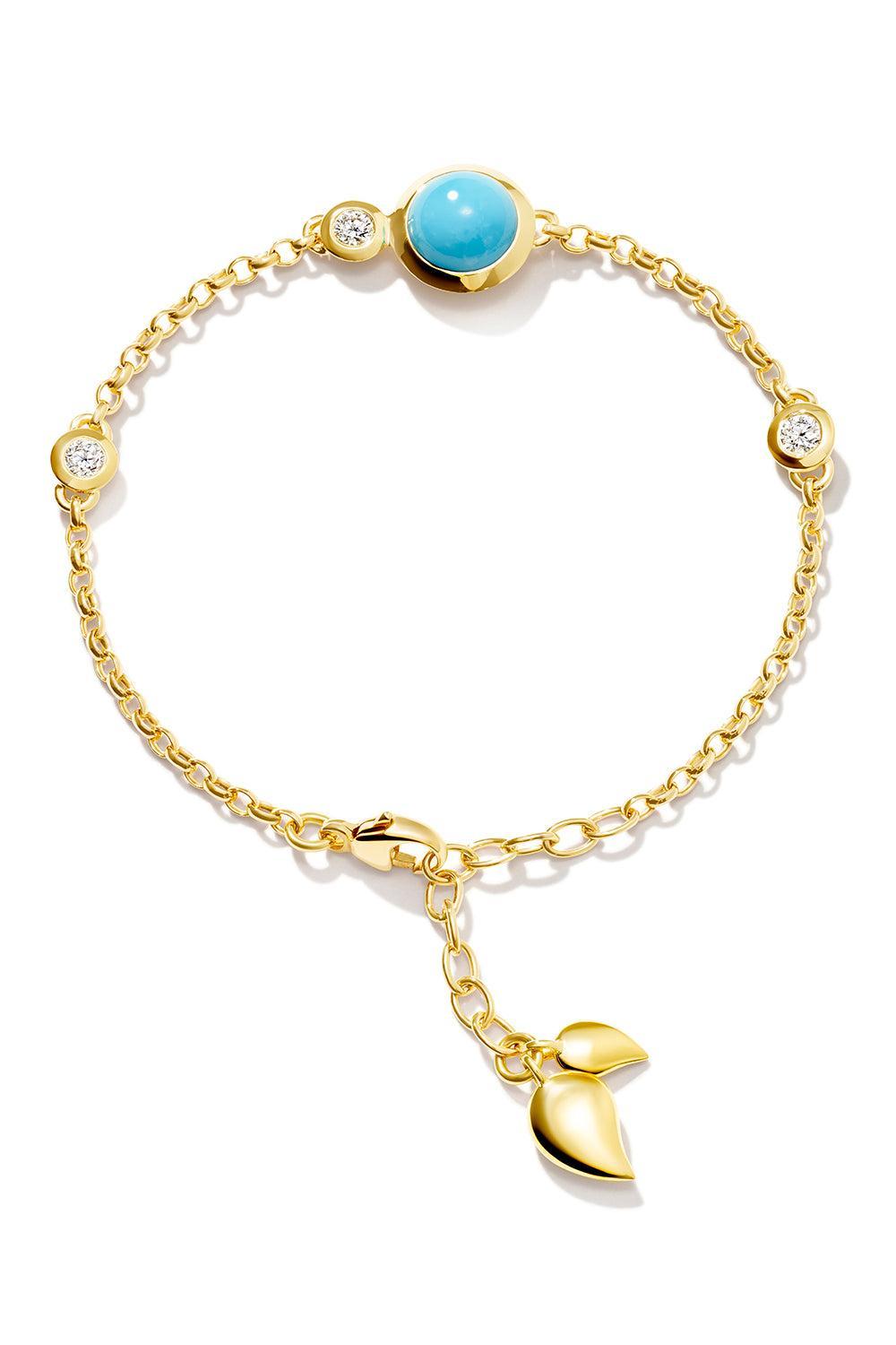 Turquoise Mini Bouton Chain Bracelet-YELLOW GOLD-JEWELRYFINE JEWELBRACELET O-TAMARA COMOLLI