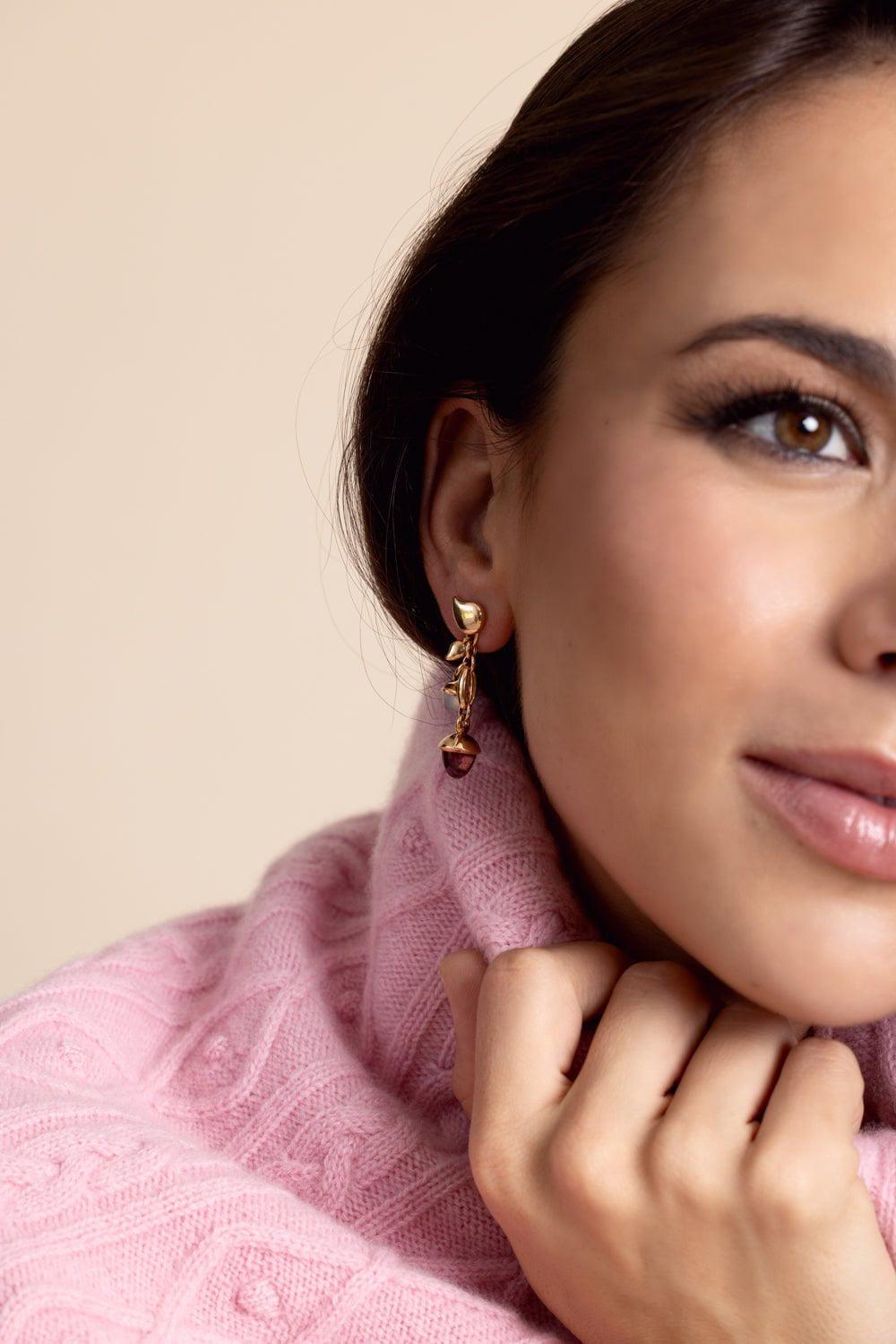 TAMARA COMOLLI-Blush Mikado Acorn Earrings-ROSE GOLD