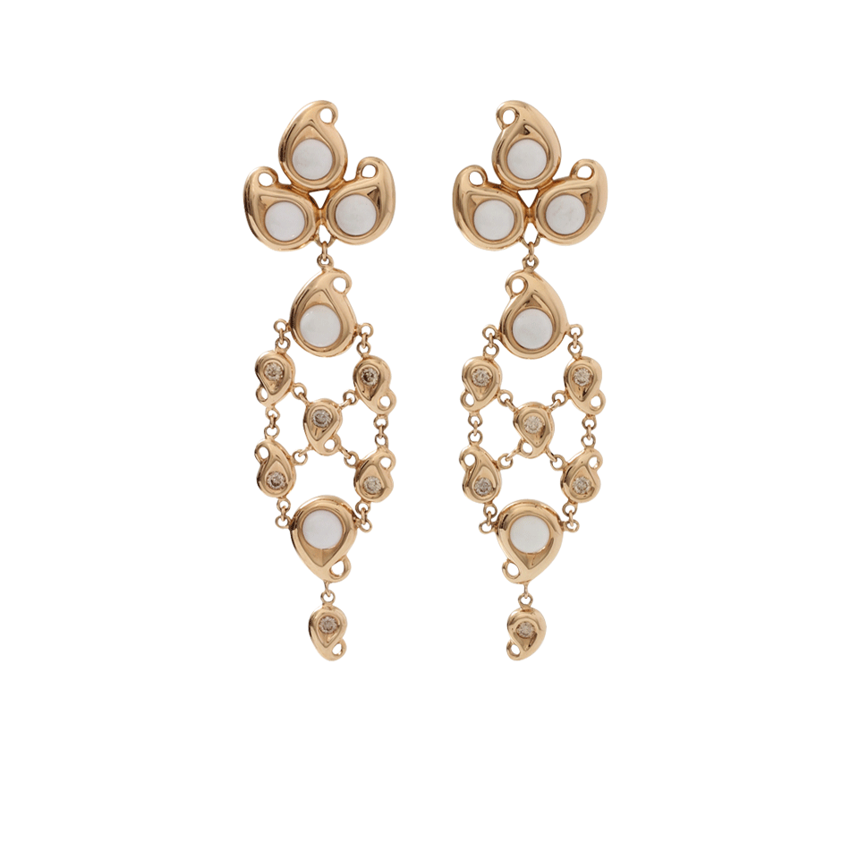 TAMARA COMOLLI-Cacholong Paisley Chandelier Earrings-ROSE GOLD