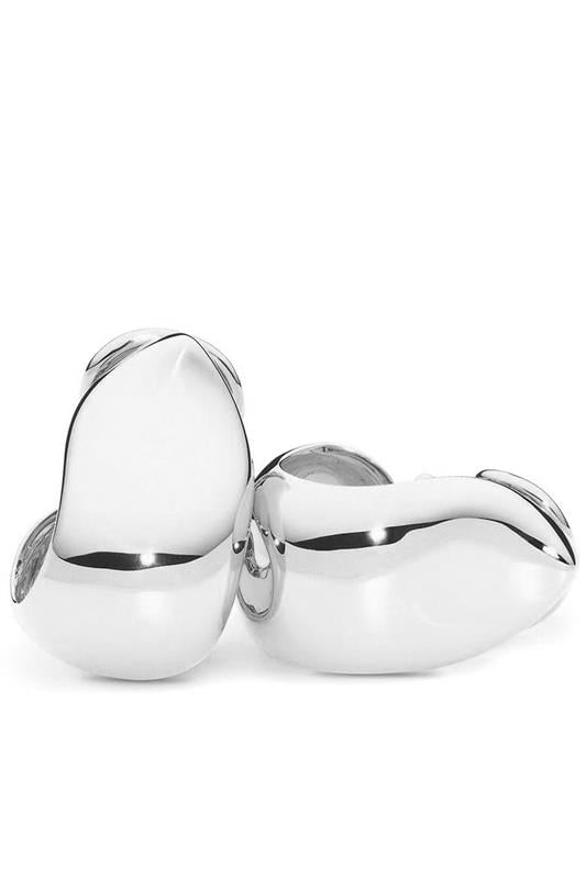 TAMARA COMOLLI-Large Signature Clip Hoop Earrings-WHITE GOLD