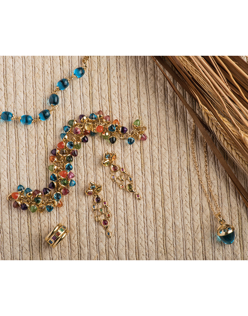 TAMARA COMOLLI-Candy Paisley Chandelier Earrings-YELLOW GOLD