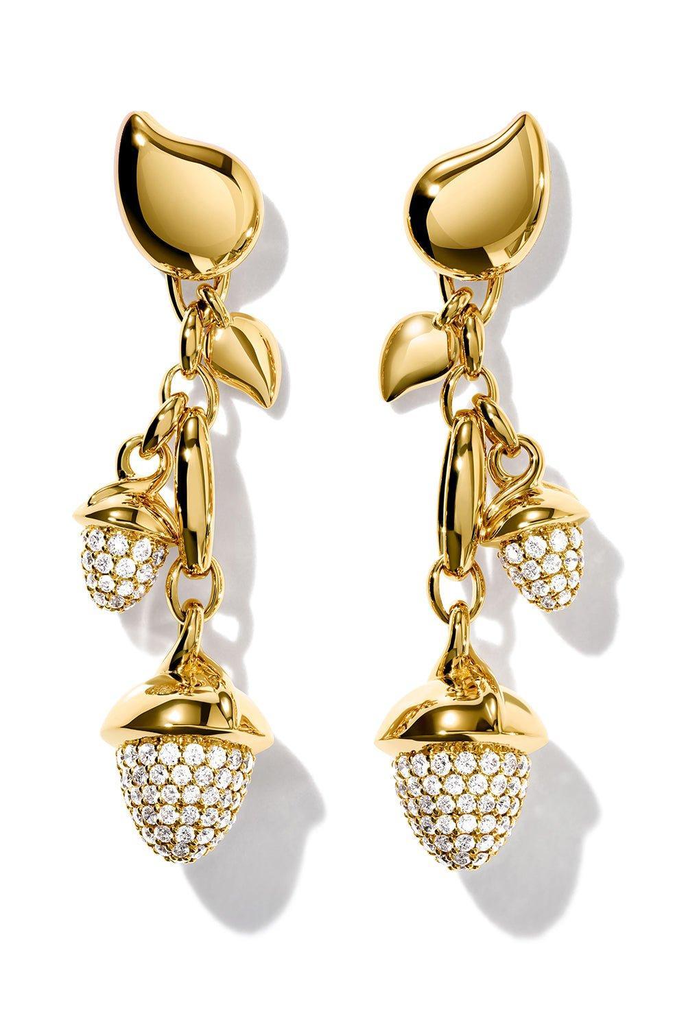 TAMARA COMOLLI-Pave Diamond Mikado Drop Earrings-YELLOW GOLD