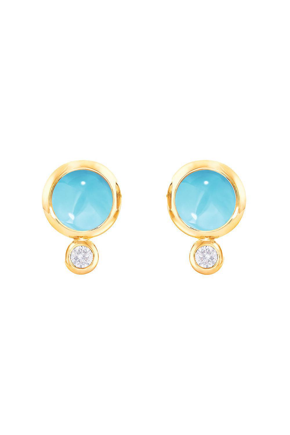 Turquoise Classic Bouton Earrings-YELLOW GOLD-JEWELRYFINE JEWELEARRING-TAMARA COMOLLI
