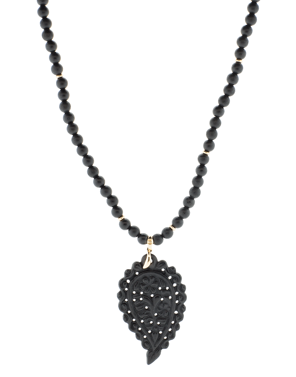 TAMARA COMOLLI-Ebony Wood India Leaf Necklace-ROSE GOLD