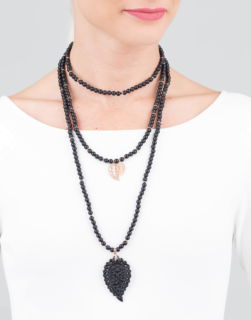 TAMARA COMOLLI-Ebony Wood India Leaf Necklace-ROSE GOLD