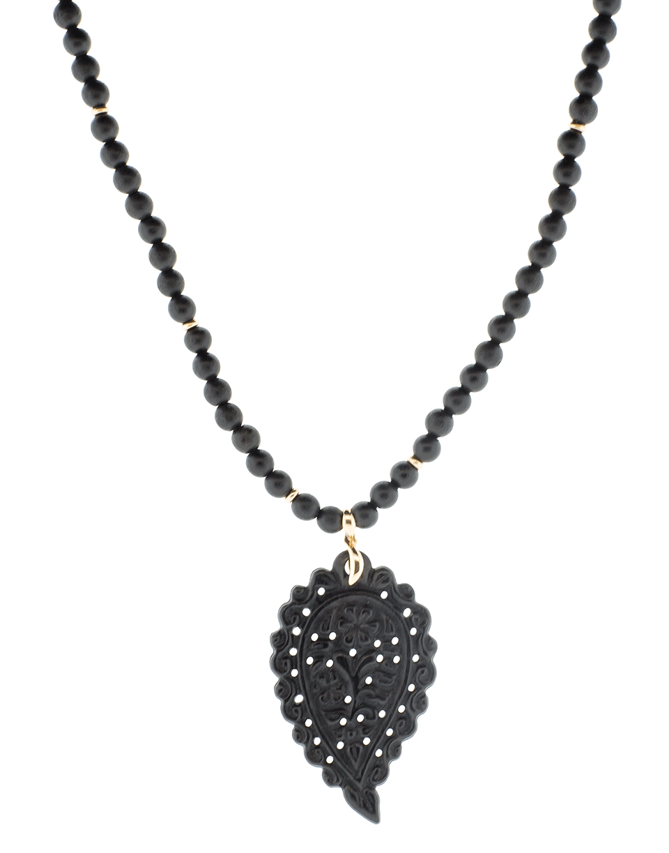 TAMARA COMOLLI-Ebony Wood India Leaf Necklace-ROSE GOLD