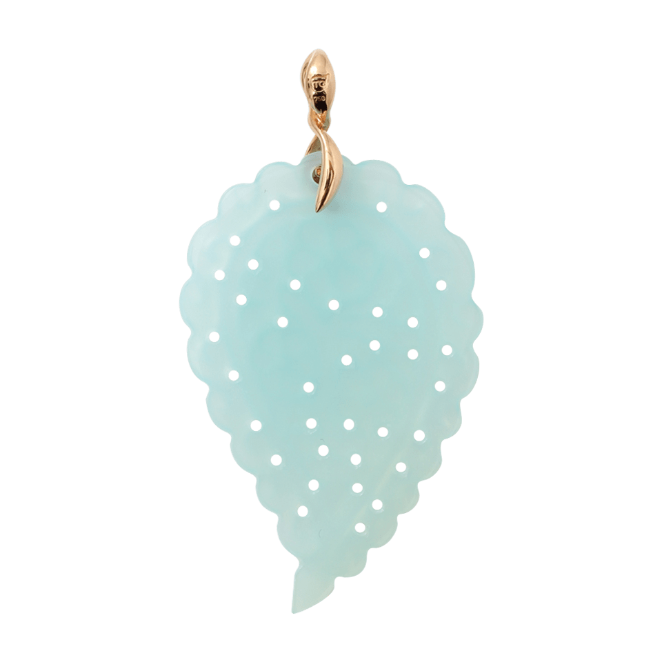 TAMARA COMOLLI-Large Carved Aqua Chalcedony India Pendant-ROSE GOLD