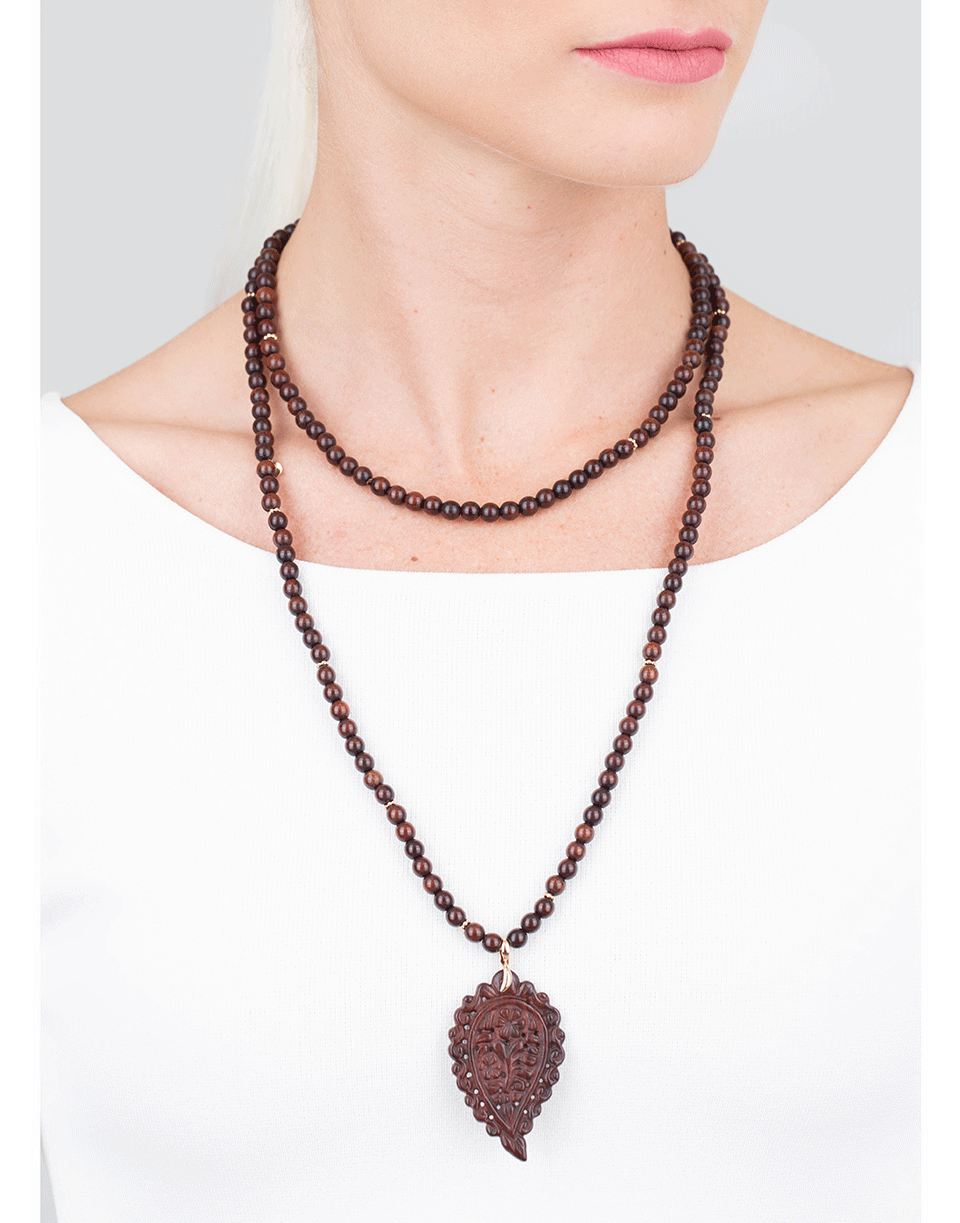 TAMARA COMOLLI-Snake Wood India Leaf Necklace-ROSE GOLD