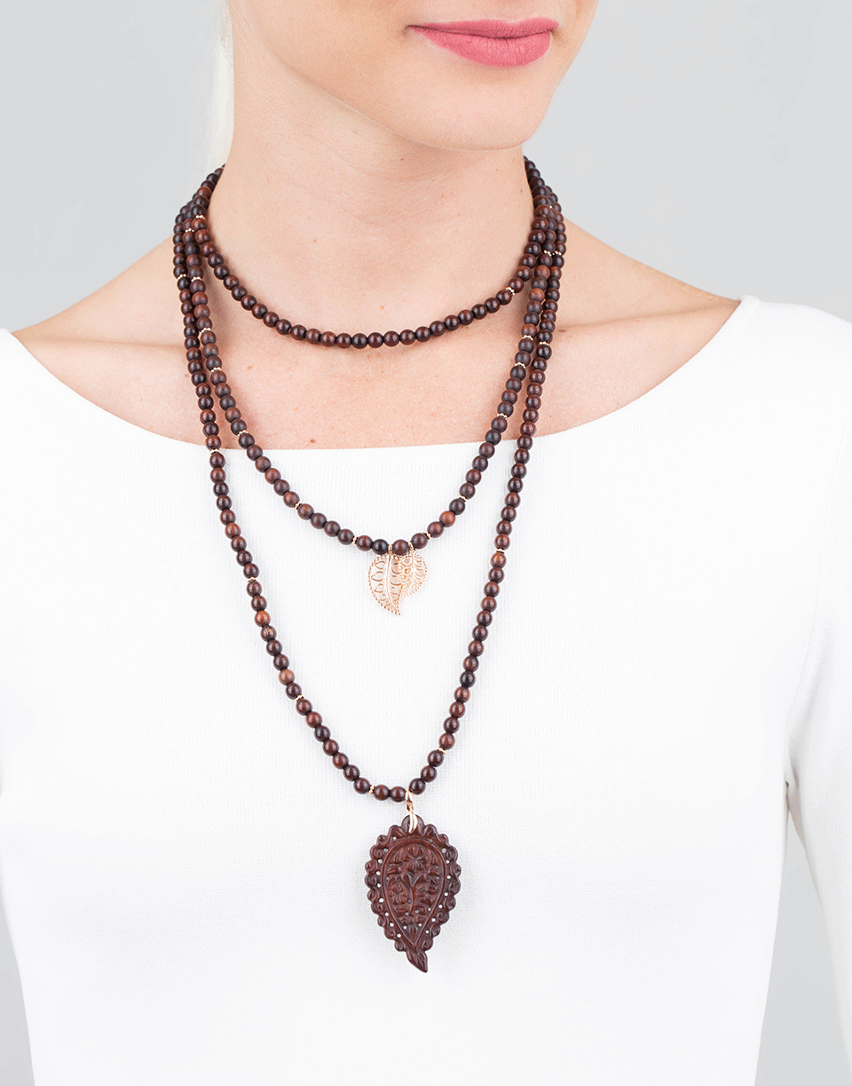 TAMARA COMOLLI-Snake Wood India Leaf Necklace-ROSE GOLD
