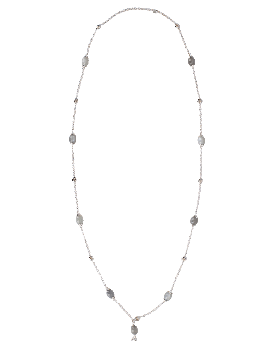 TAMARA COMOLLI-Diamond And Grey Moonstone Coconut Necklace-WHITE GOLD