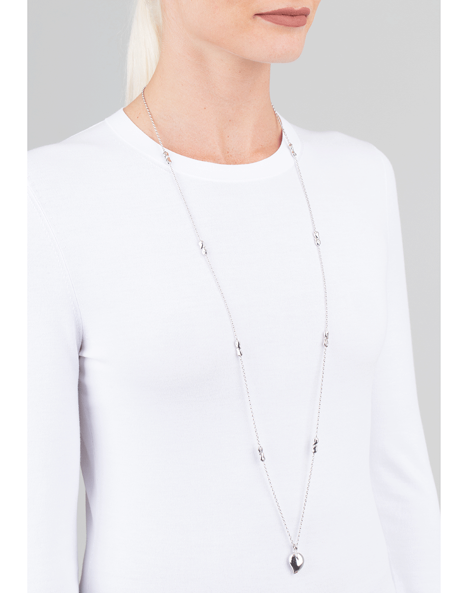 TAMARA COMOLLI-Drop Pendant Station Necklace-WHITE GOLD