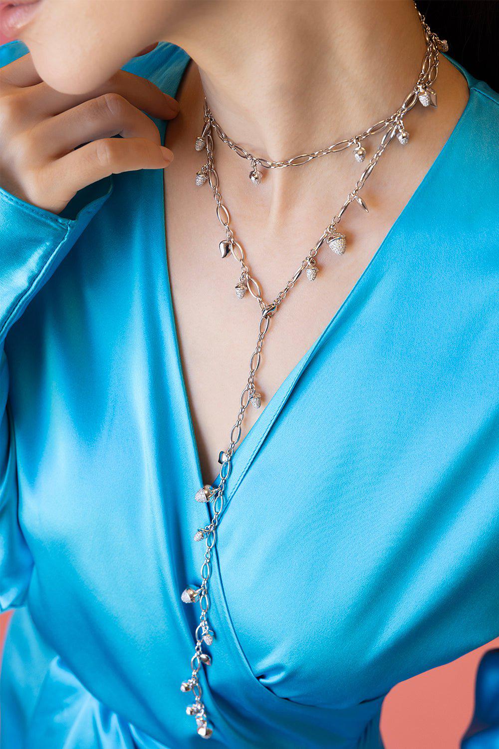 TAMARA COMOLLI-Mikado Pave Diamond Necklace-WHITE GOLD