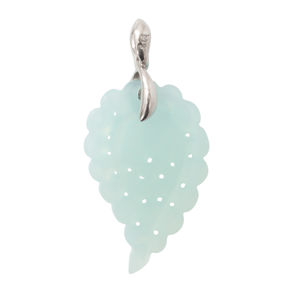 TAMARA COMOLLI-Small Carved Aqua Chalcedony India Pendant-WHITE GOLD