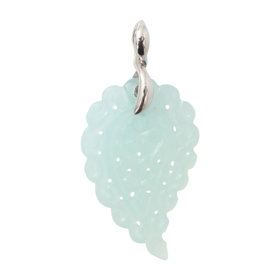 TAMARA COMOLLI-Small Carved Aqua Chalcedony India Pendant-WHITE GOLD