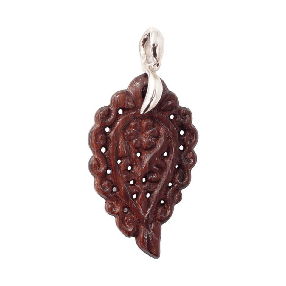 TAMARA COMOLLI-Small Carved Bubinga Wood India Pendant-WHITE GOLD
