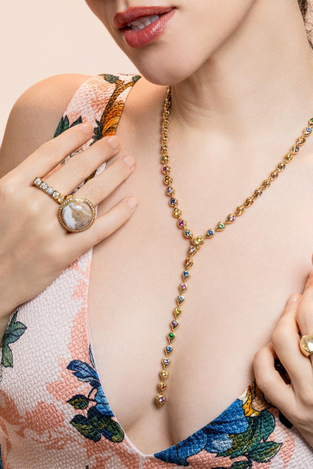 Candy Classic Snowflakes Riviere Collier Necklace-YELLOW GOLD-JEWELRYFINE JEWELNECKLACE O-TAMARA COMOLLI
