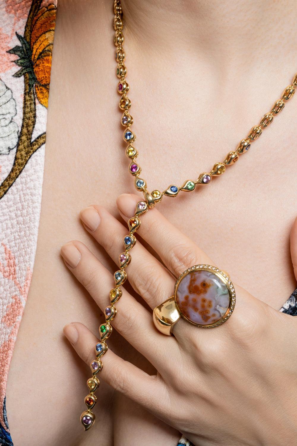 Candy Classic Snowflakes Riviere Collier Necklace-YELLOW GOLD-JEWELRYFINE JEWELNECKLACE O-TAMARA COMOLLI