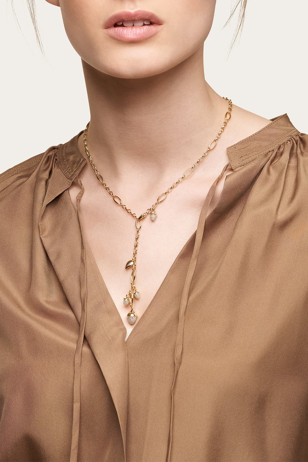 TAMARA COMOLLI-Delicate Mikado Diamond Necklace-YELLOW GOLD