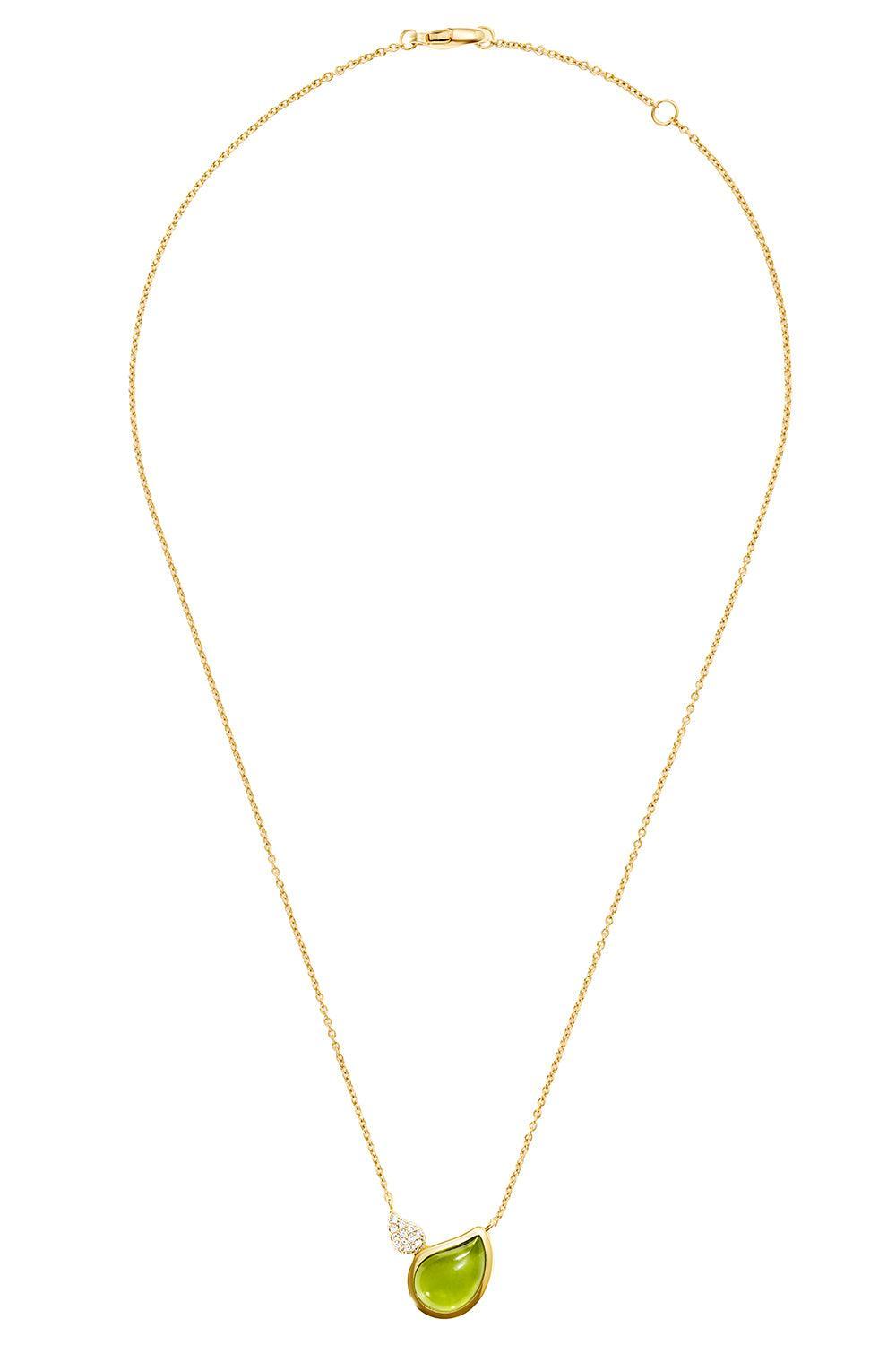 Peridot Diamond Two Drops Signature Necklace-YELLOW GOLD-JEWELRYFINE JEWELNECKLACE O-TAMARA COMOLLI