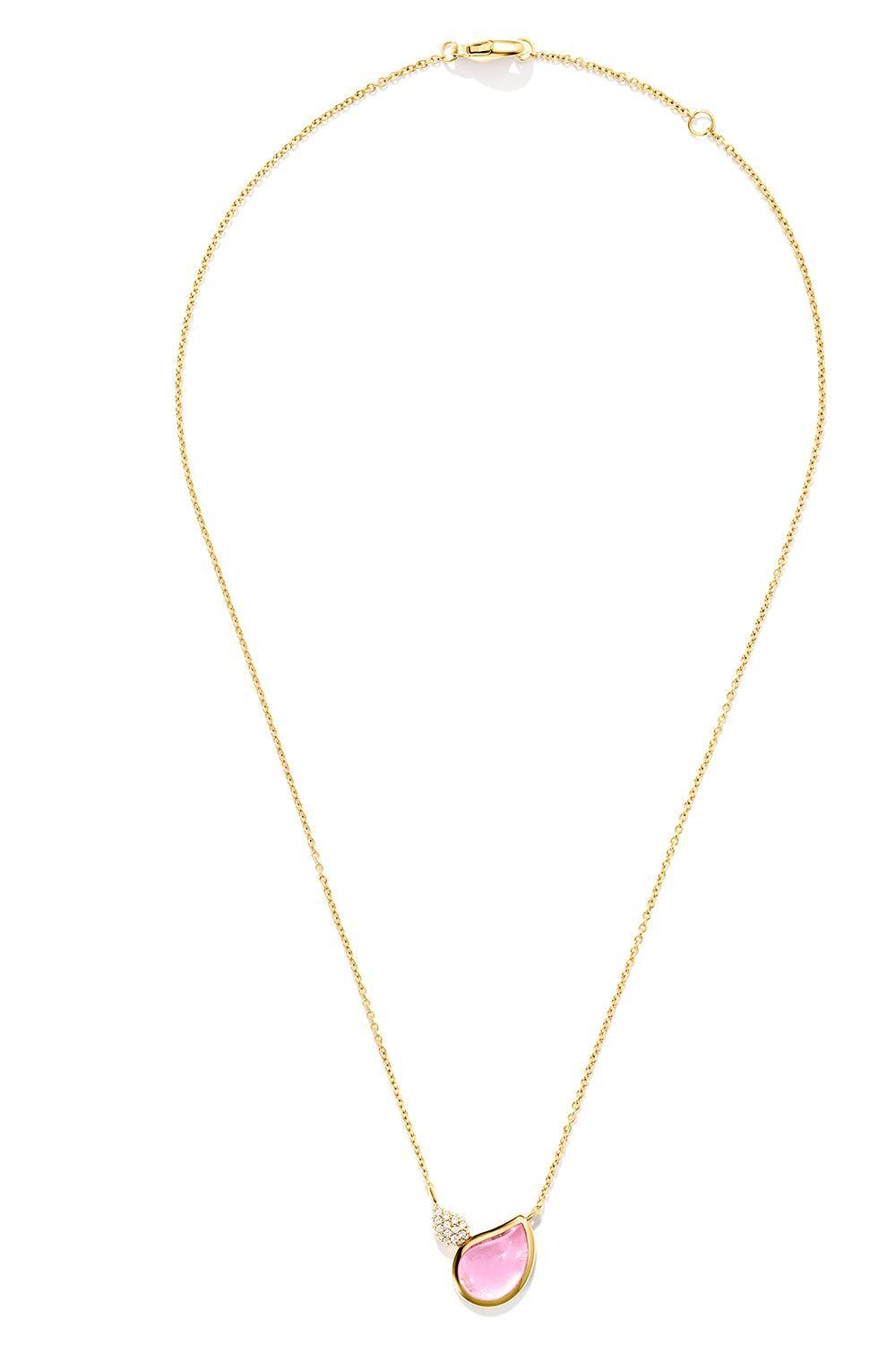 Rose Tourmaline Diamond Signature 2 Drop Necklace-YELLOW GOLD-JEWELRYFINE JEWELNECKLACE O-TAMARA COMOLLI