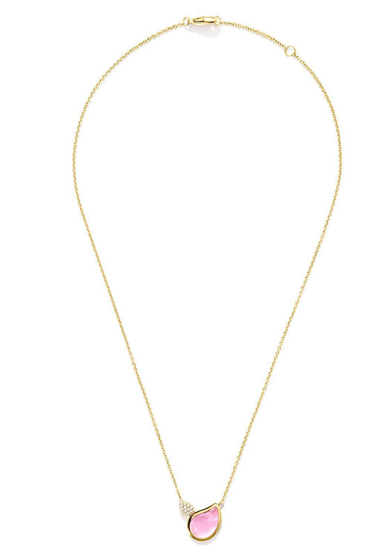 Rose Tourmaline Diamond Signature 2 Drop Necklace-YELLOW GOLD-JEWELRYFINE JEWELNECKLACE O-TAMARA COMOLLI