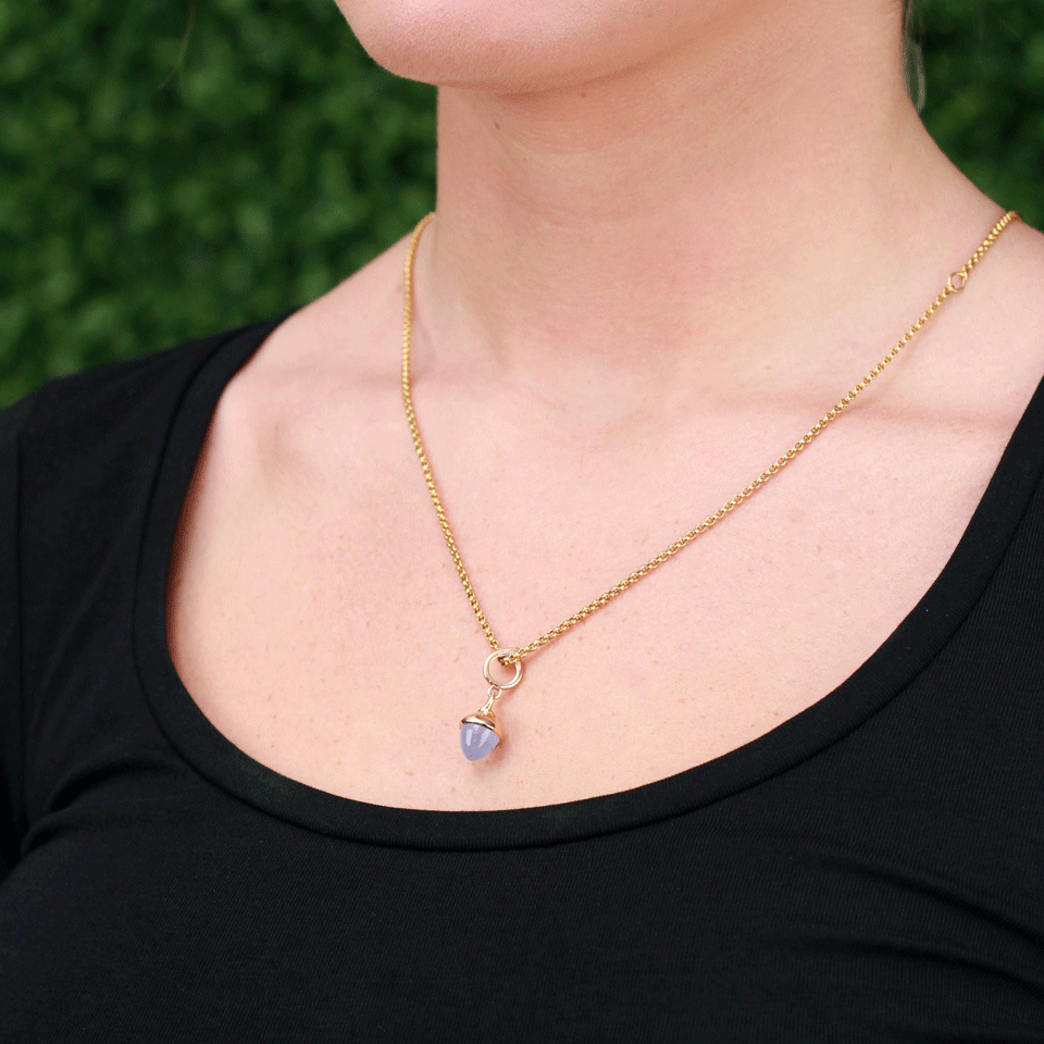 TAMARA COMOLLI-Blue Chalcedony Mikado Flamenco Pendant-ROSE GOLD