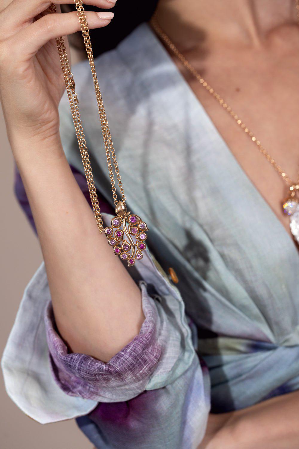 TAMARA COMOLLI-Blush Snowflake Classic Leaf Pendant-ROSE GOLD