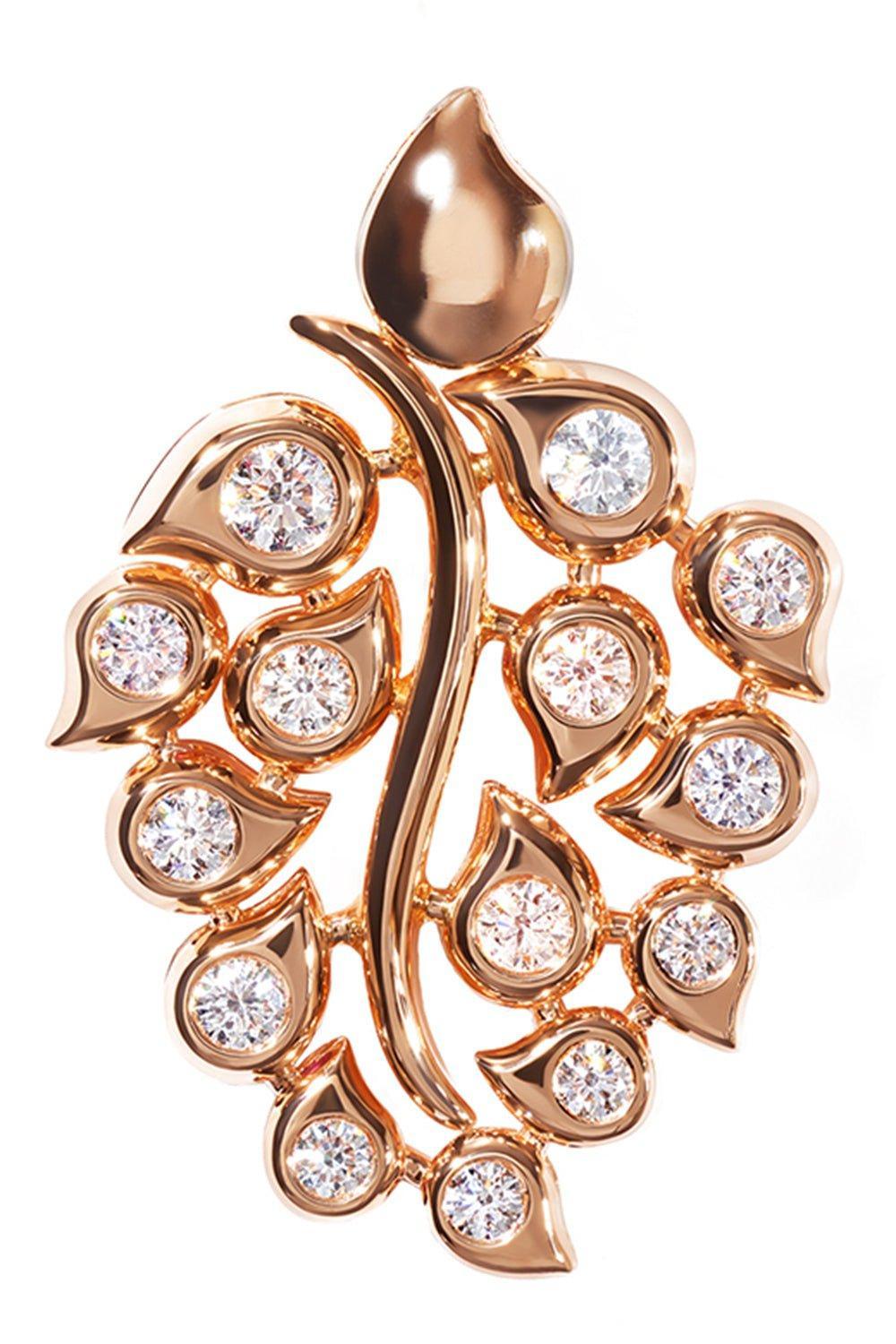 TAMARA COMOLLI-Blush Snowflake Classic Leaf Pendant-ROSE GOLD